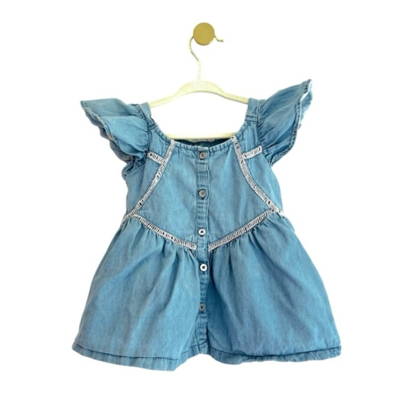 BEAUTIFUL Jessica Simpson Denim Blue Flutter Sleeve Top - Baby Girl 24 Months - Picture 1 of 3